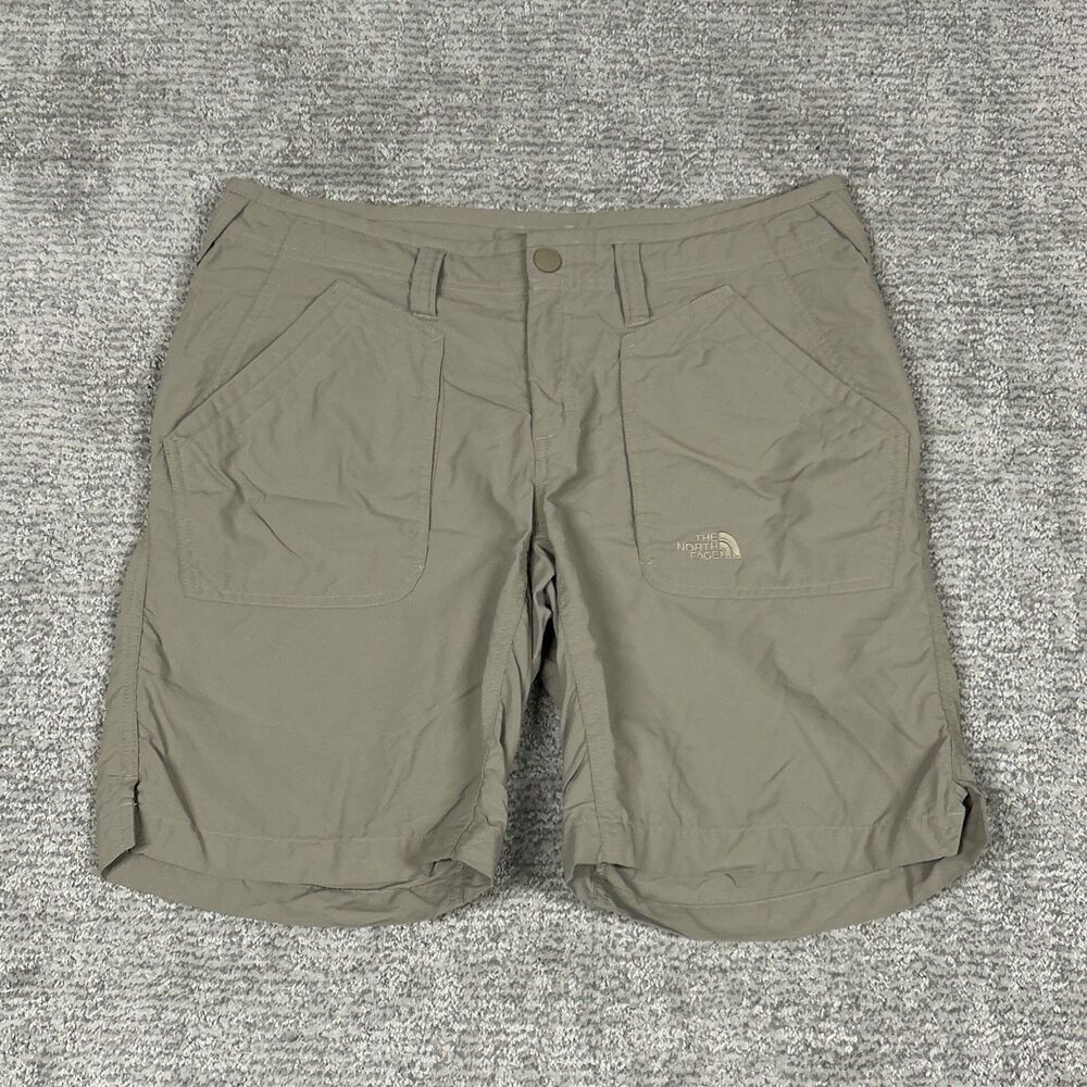 The North Face Shorts Womens Size 10 Long Pockets Zip Hiking Outdoor Khaki